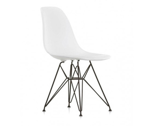 Eames DSR RE -tuoli, cotton white/musta