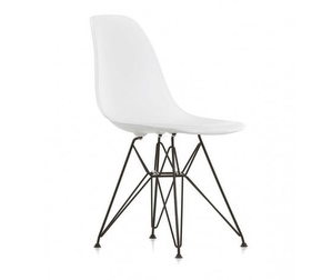 Eames DSR RE -tuoli, cotton white/musta