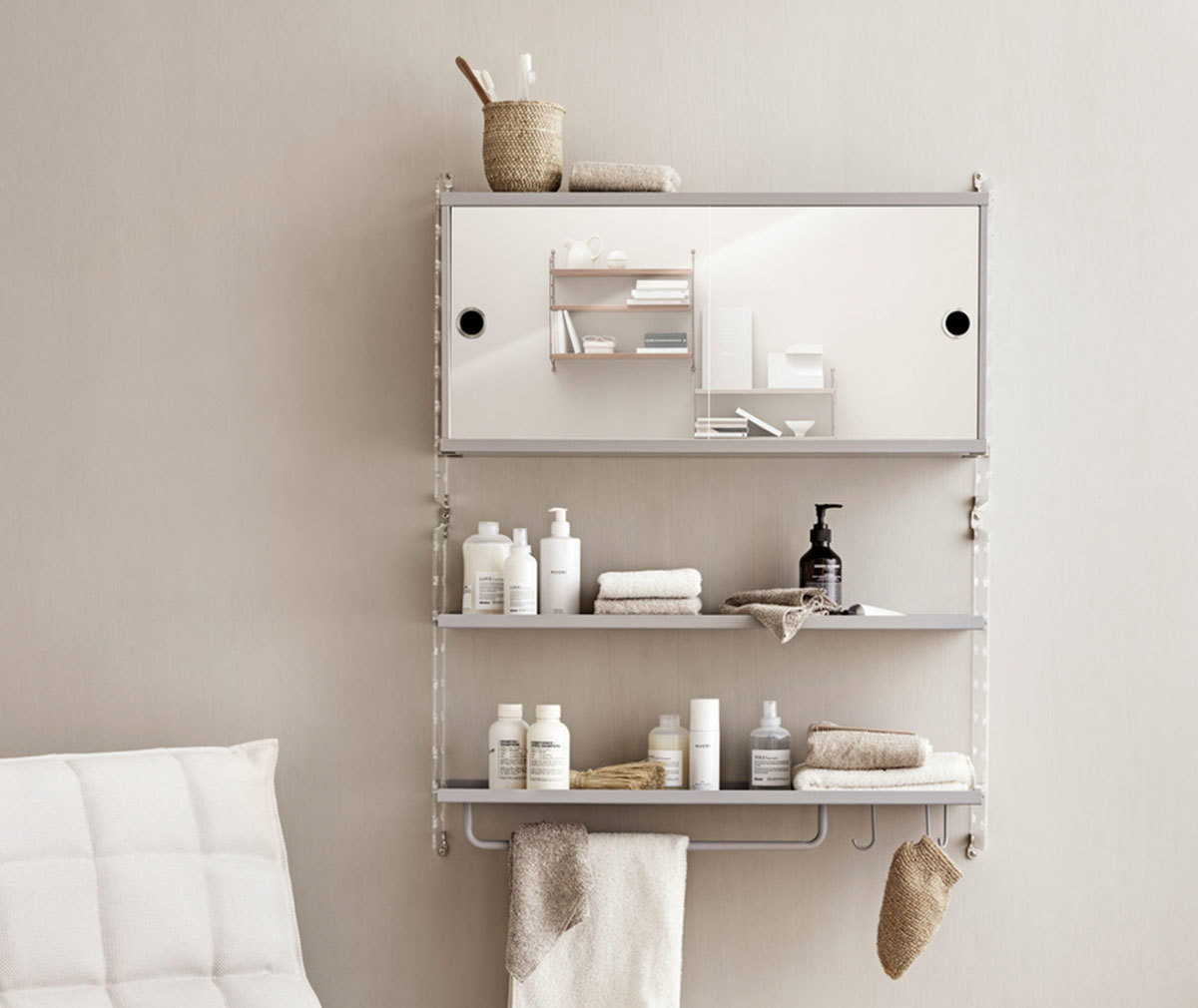 String System Cabinet with Mirror Doors