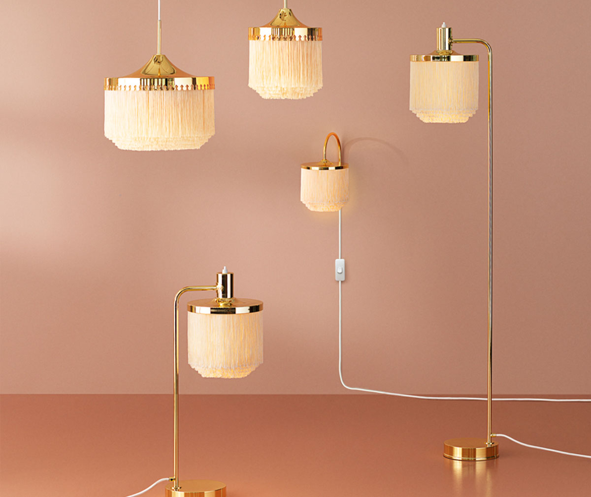 Warm Nordic Fringe Wall Lamp Cream White Veps l inen